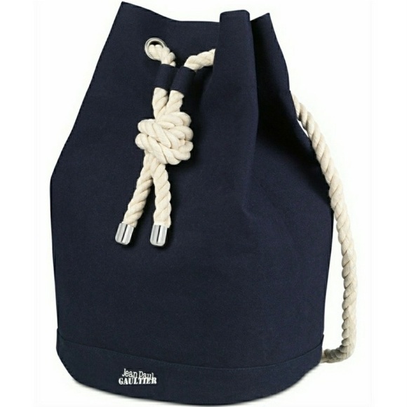 Jean Paul Gaultier Handbags - JEAN PAUL GAULTIER Navy Nautical Canvas Duffle Backpack